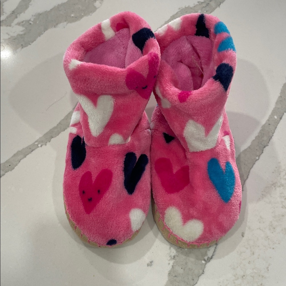 Hatley Pink Heart Patterned Slippers